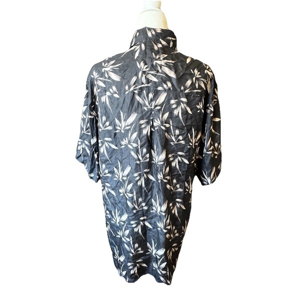 Penta Club Men's Washable Silk Short Sleeve Black Bamboo Print Shirt New Large - Picture 8 of 11